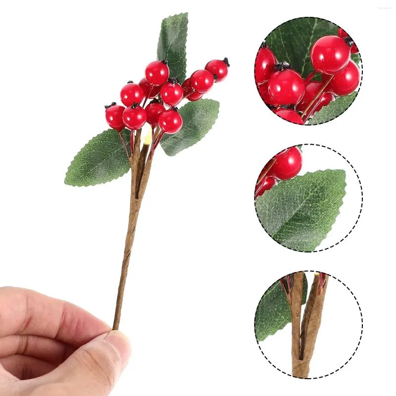 Decorative Flowers 5 Pcs Artificial Berry Cuttings Christmas Tree Picks Decoration Light House Decorations For Home Stem Foam Fake