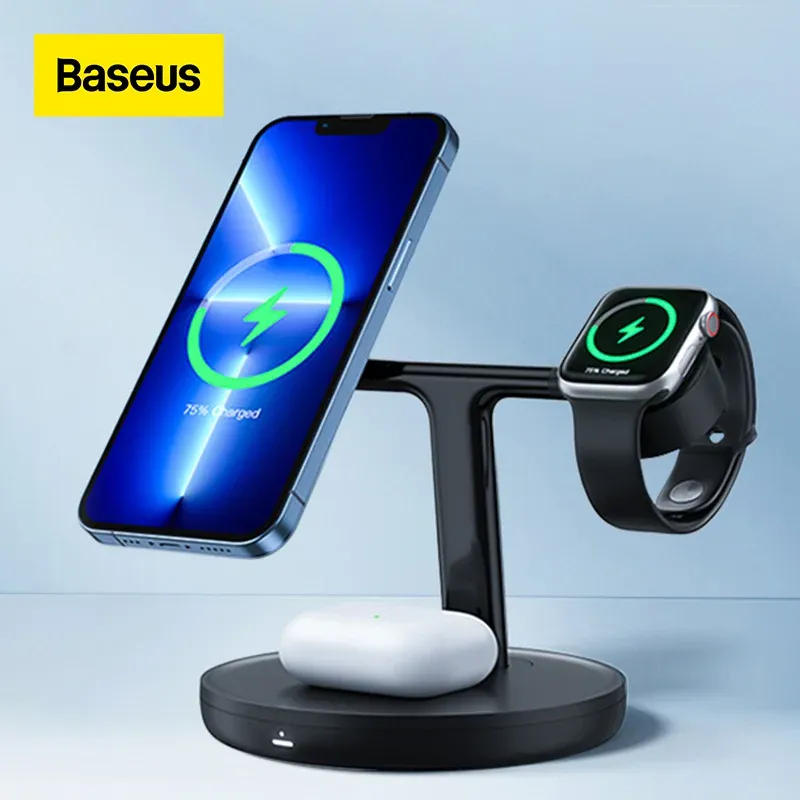 Chargers Baseus 3 in 1 20W Magnetic Wireless Chargers Stand For iPhone 12 13 Charger Dock Station for Airpods Pro Wireless Charger