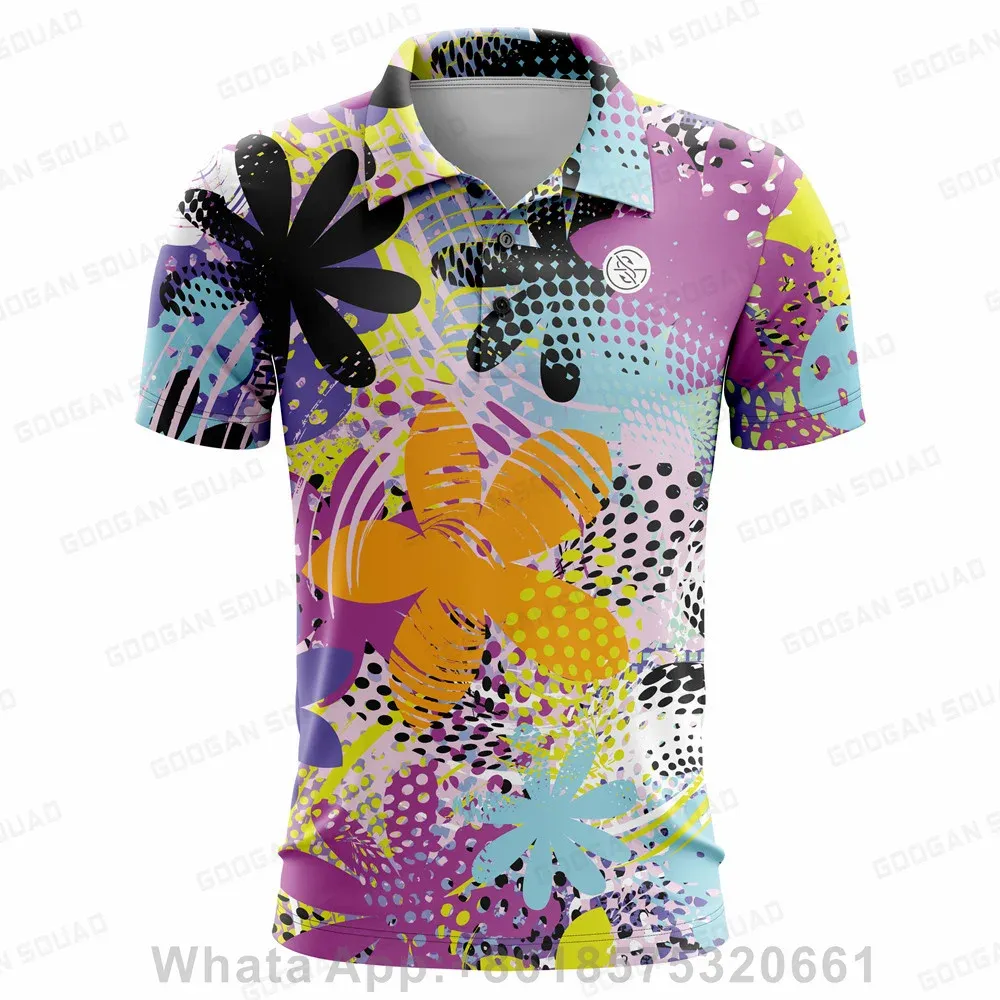 Shirts Classic Fashion Print Golf Polo Shirt Short Sleeve T Shirt Men Quick Dry Fishing Clothing Lapel Casual Summer Sports F1 Jersey