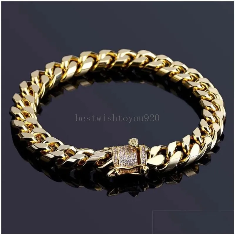 Ketting punk charme heren armband ontwerper Cuban link luxe 18k gouden armbanden man 10 mm koper witte aaa zirconia sier diamantketens