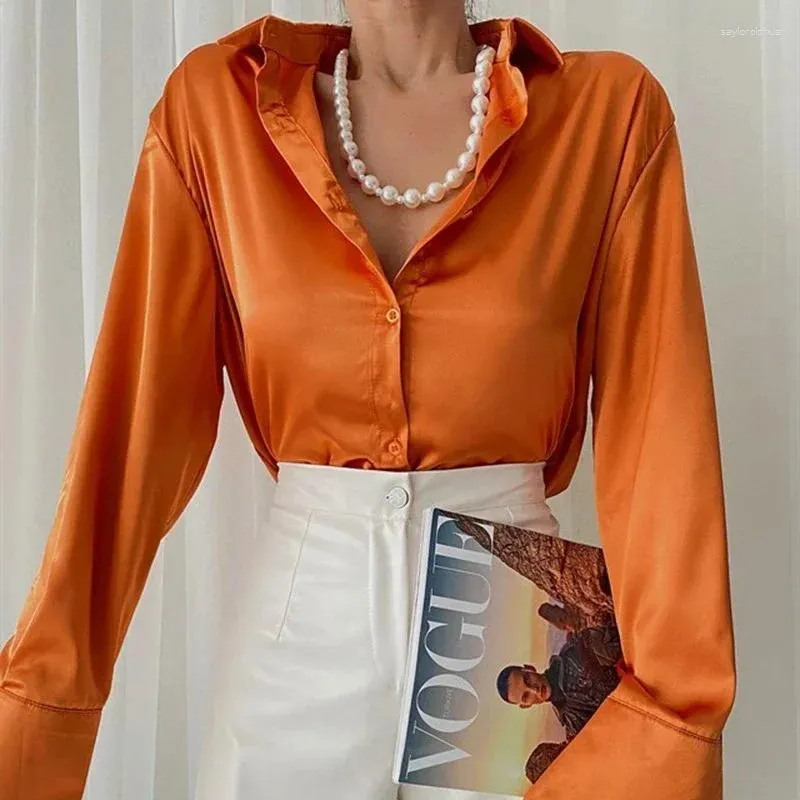 orange satin blouse