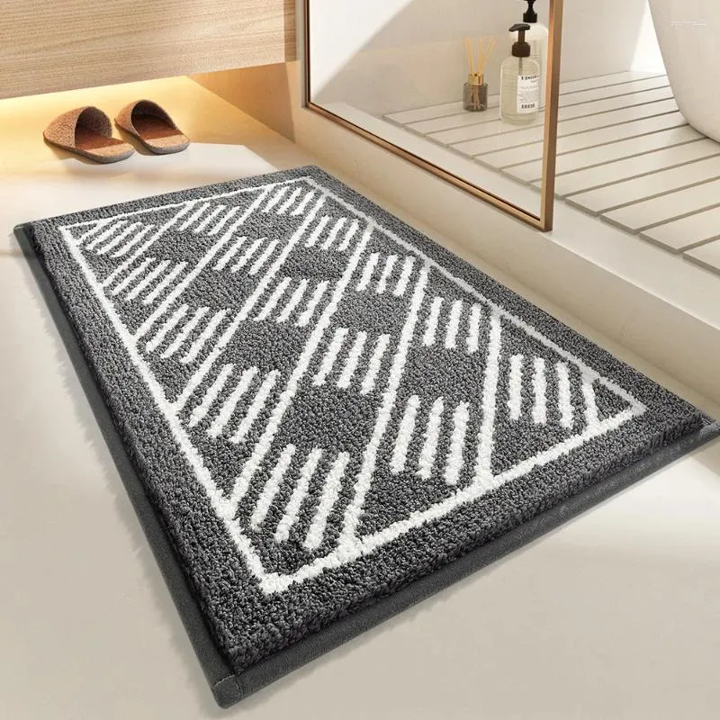 Bath Mats High Quality Thickened Flocking Mat Extremely Fast Water Absorption Non-slip Bathroom Carpet Shower Room Door