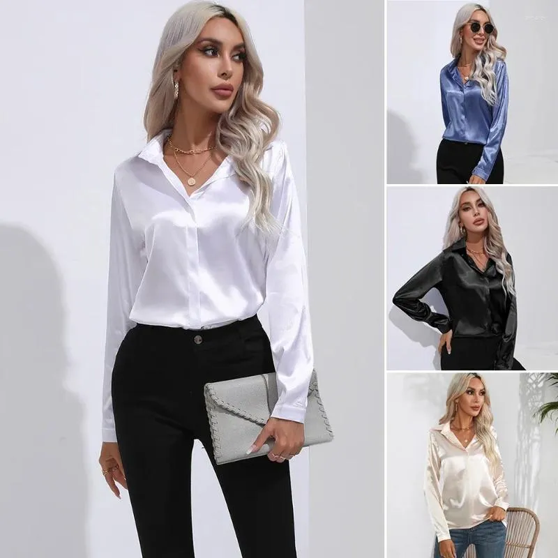 Camicia da donna delle camicette con camicie a maniche lunghe a petto single