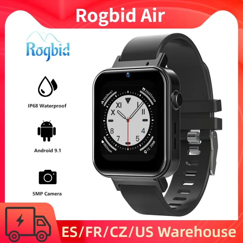 Uhren Rogbid Air Smart Watch Men 1.75 '' IPS Screen 4G Global Call 5MP Kamera 5atm wasserdichte DualCPU Android 9.1 Sports Smartwatch