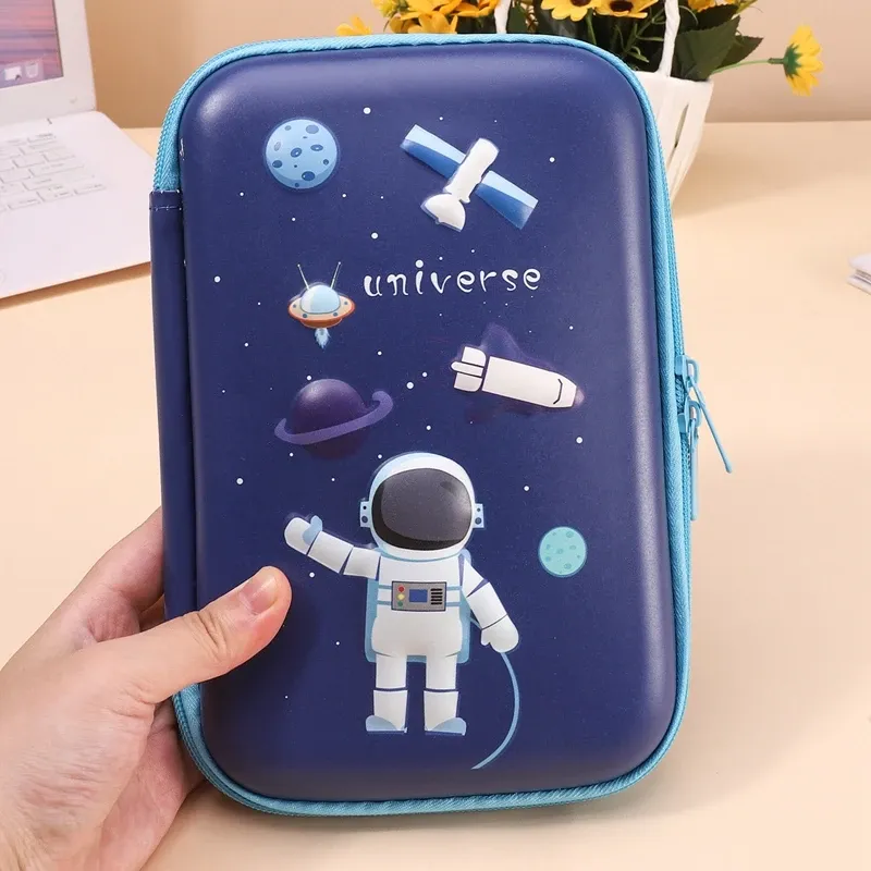 Caisses kawaii 3d dessin animé licorne astronaute crayon crayons eva étanche casse de stylo de grande capacité pour les filles bac crayon de papeterie garçons