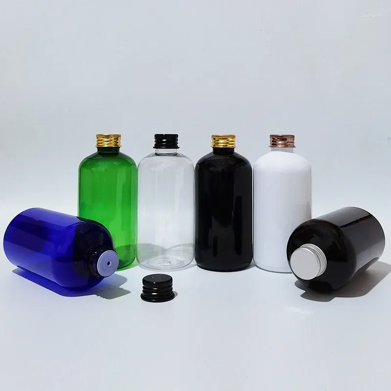 Depolama Şişeleri 20pcs 250ml Boş Siyah Plastik Altın Alüminyum Duş Jel Şampuan Sıvı Sabun Yüz Temizleyici Kozmetik Ambalaj