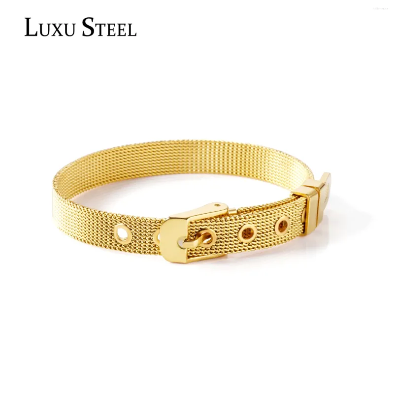 Charm Bracelets LUXUSTEEL Stainless Steel Watch Belt Shape For Women Men Classic Style Rose Gold Color Adjustbal