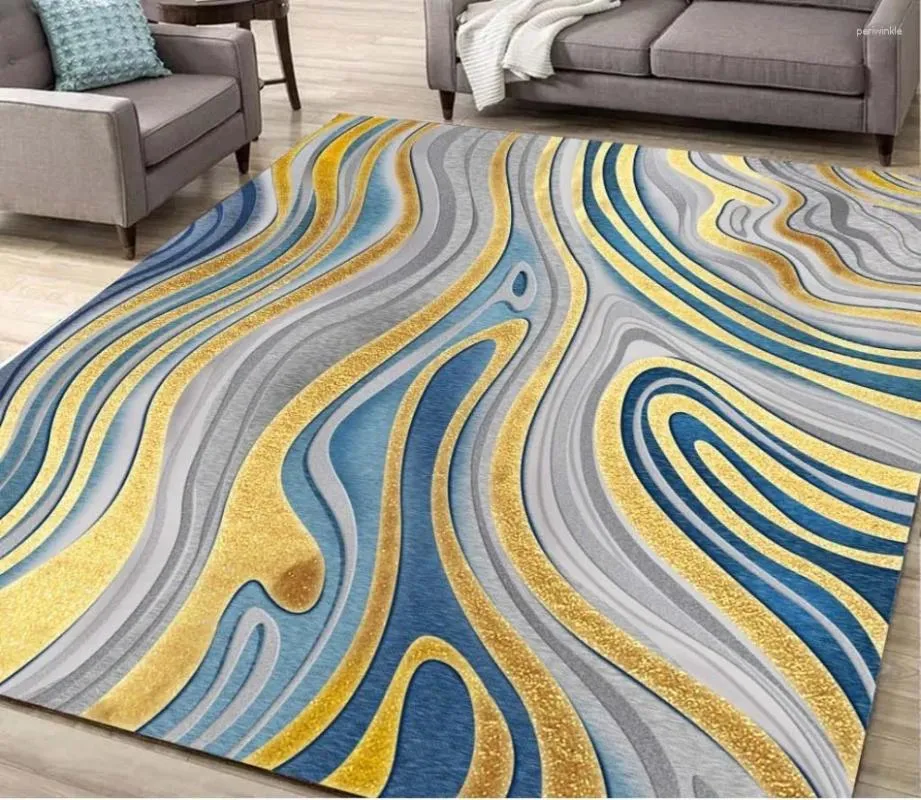 Fonds d'écran Flocères de vagues Gold Planchers européens Modèles abstraits Tapis auto-adhésif Fond d'écran 3D PVC Sticker Printing