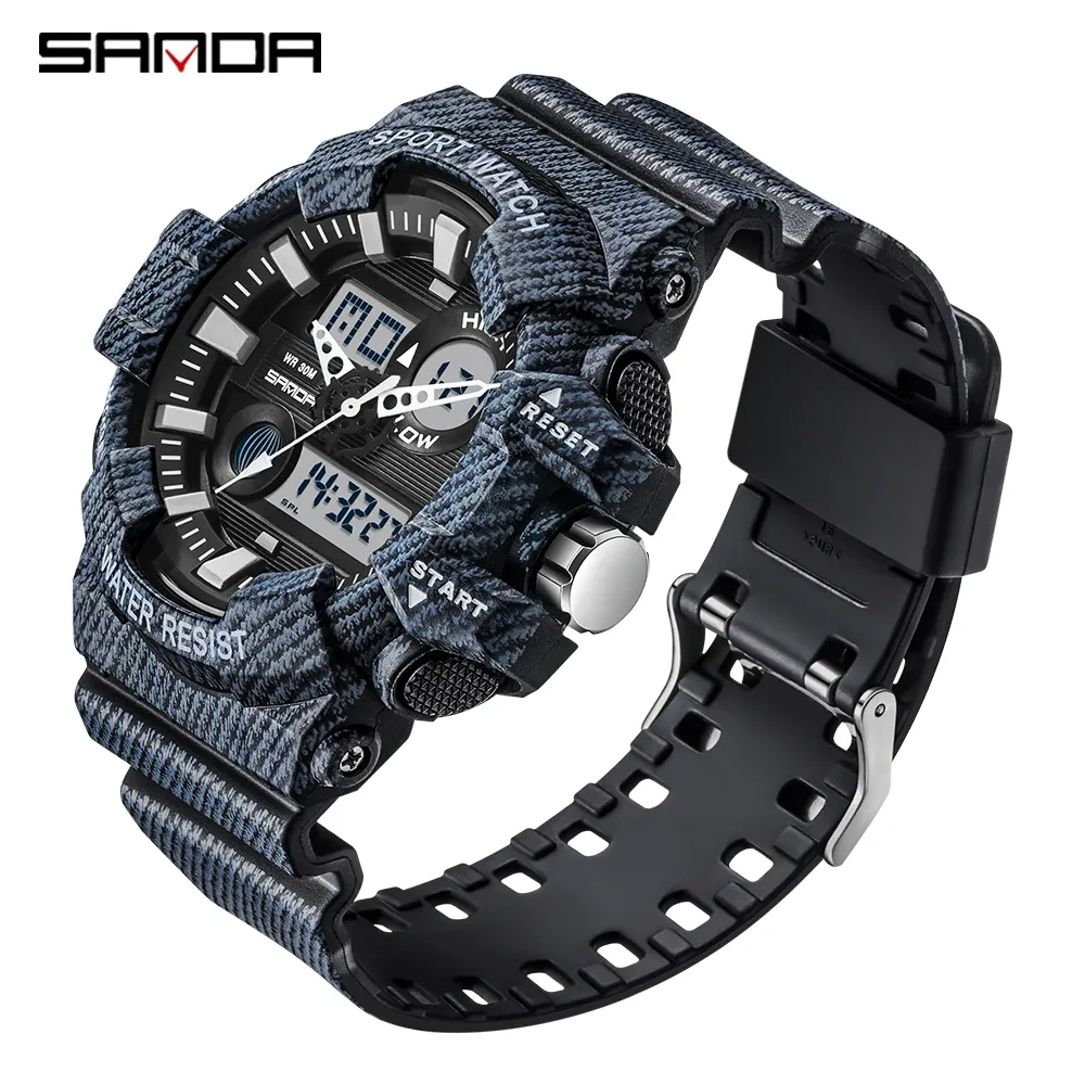 Regarde les hommes de la mode Sanda regardent sport analogique sur-bracelet numérique pour les femmes masculines étudiantes étanchées quartz watch man reloj hombre mont