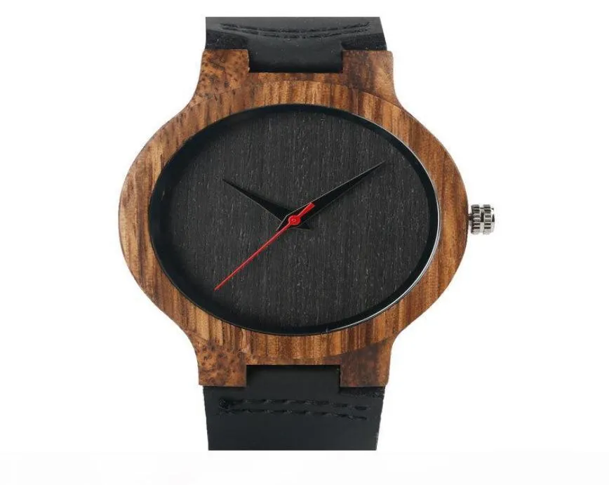 Relógios de madeira Quartz Watch Men 2017 Bamboo Modern Wristwatch Analog Nature Wood Fashion Couro macio Presentes de aniversário criativos J1906579845