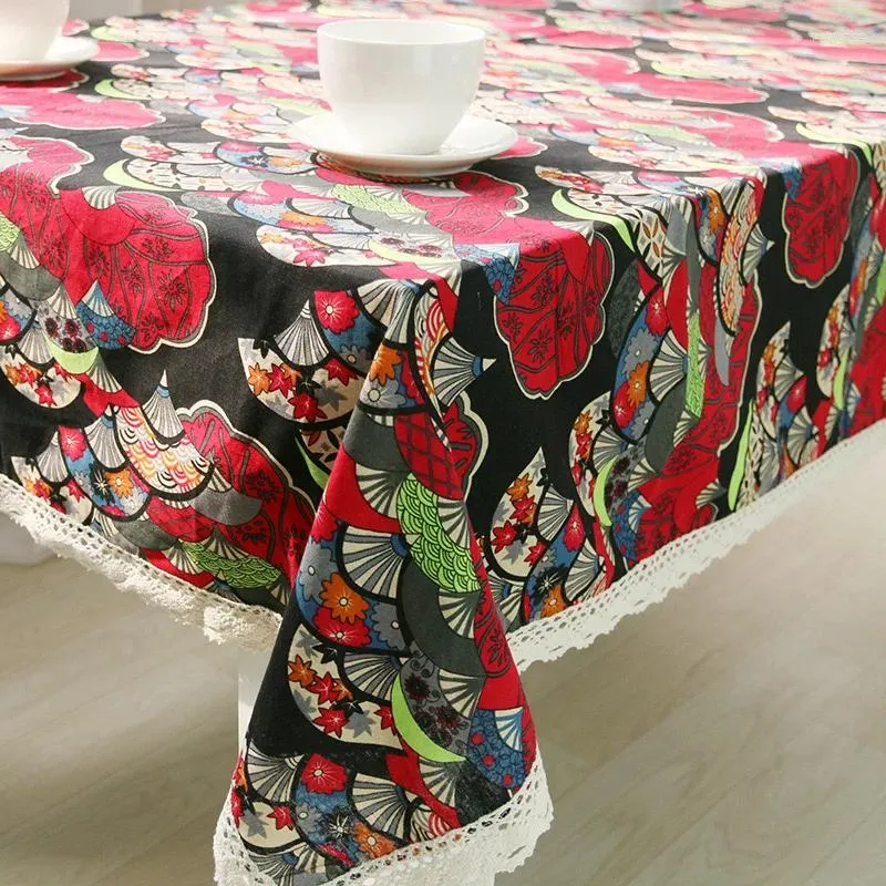 Tkanina stołowa mała świeżo bawełniana lniana obrus domowy okładka Tassel koronka G8U3711