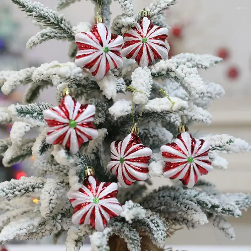装飾的な置物6 PCS六角形の星ペンダントクリスマスツリーハンギング装飾品スーツボールクリスマスボールプラスチック装飾