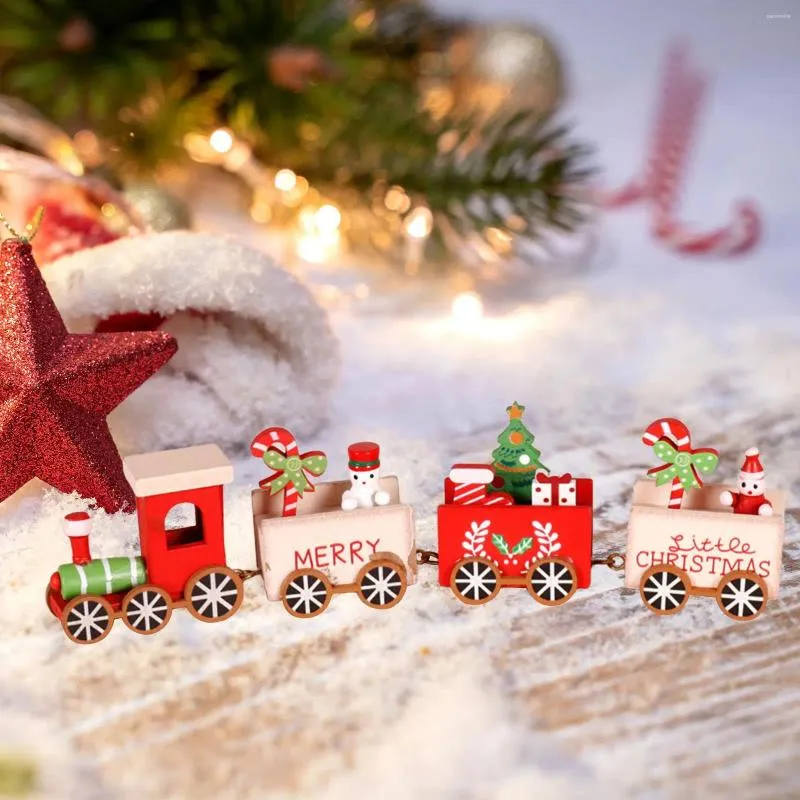 Festdekoration gåvor dekor set jul tåg bord hem trä xmas