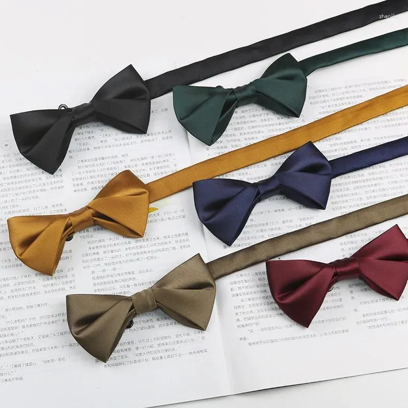 Bow Ties 6 12cm de haute qualité en polyester papillon classique Gold Wine Navy Navy Solid Mariage Business Party Coldie For Groom Man