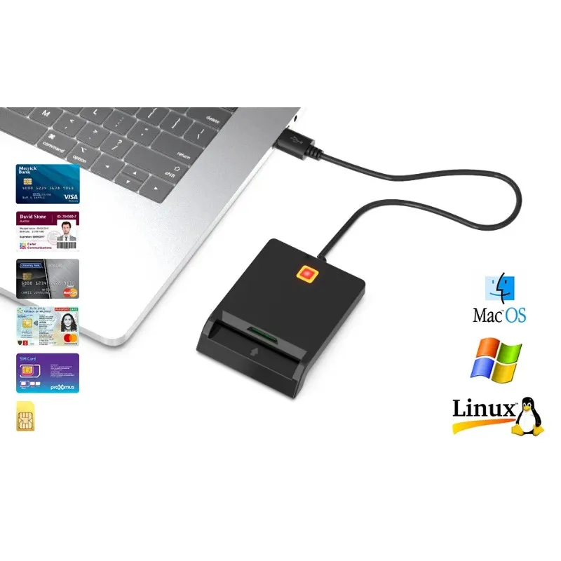 X01銀行カード用USBスマートカードリーダーIC/ID EMVカードリーダーWindows 7 8 10 Linux OS USB-CCID ISO 7816 FOREMVカードリーダー向け