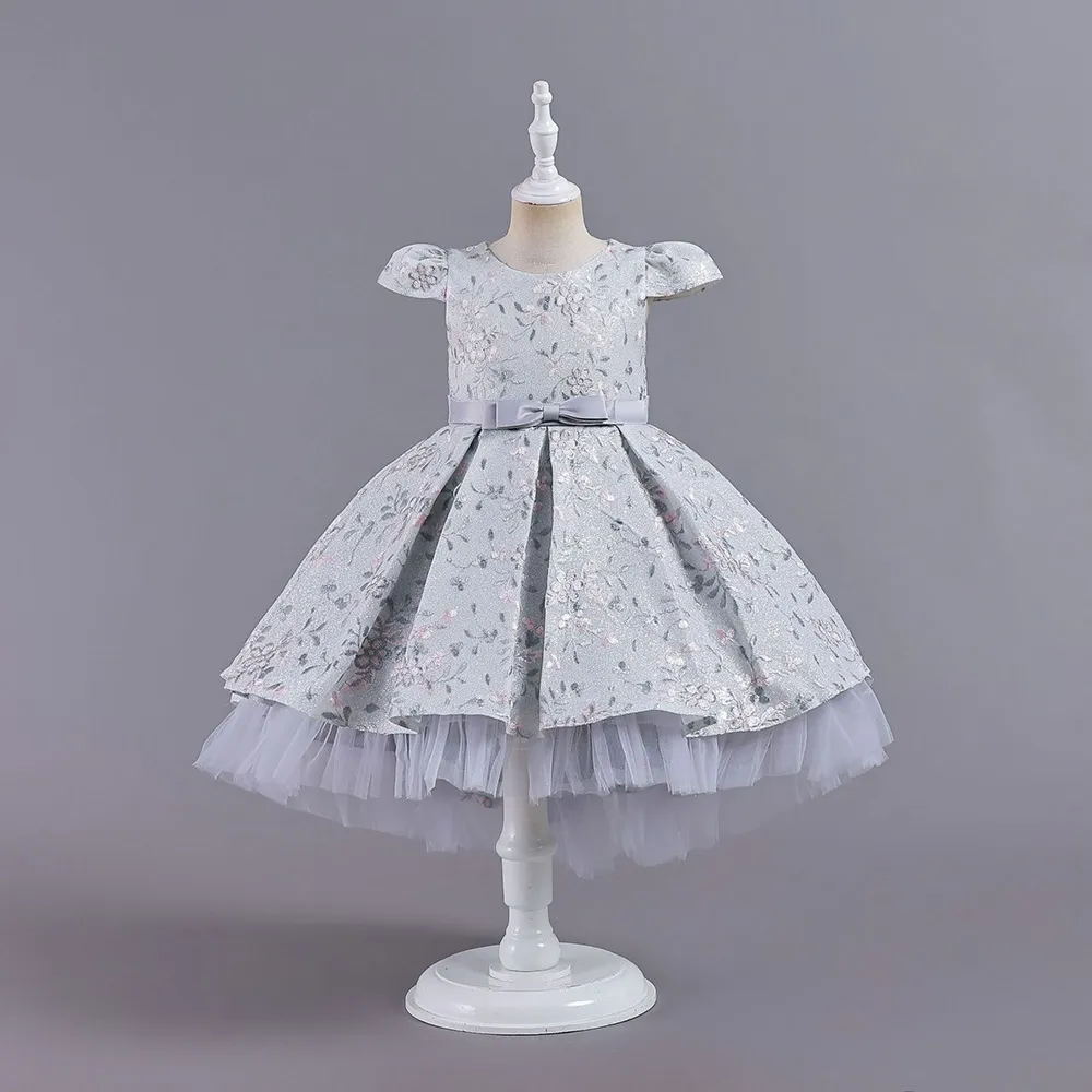 Sweet Silver Champagne Rose Pink Jewel Girl's Birthday/Party Dresses Girl's Pageant Dresses Flower Girl Dresses Girls Everyday kjolar Kids 'Wear SZ 2-10 D405200