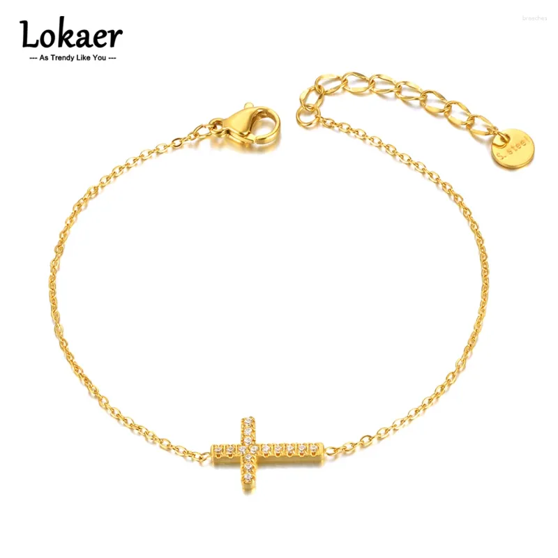 Charm Bracelets Religious Cross For Women Men Classic Stainless Steel Cubic Zirconia Luxury Jewelry Pulseras Mujer B23005