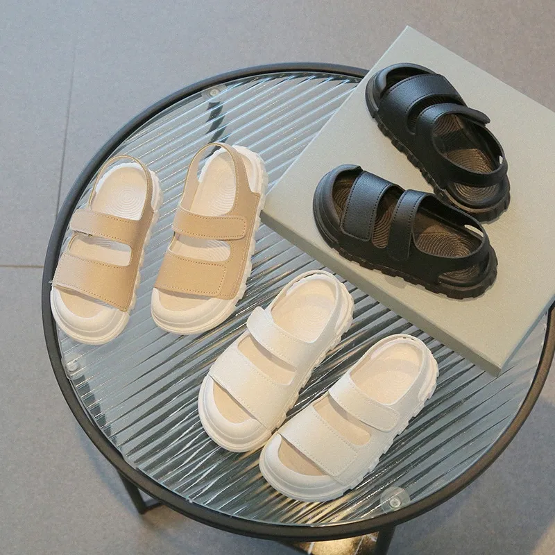 Çocuk Sandals Bebek Ayakkabı Kız Tasarımcısı Çocuk Siyah Beyaz Yürümeler Bebekler Çocuk Çöl Ayakkabıları Boyut 21-35 K3C4#