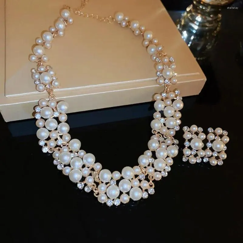 Naszyjnik Zestaw Vintage Pearl Jewelry Trenda Modna Moda Multi-Wayer Temperament Osobowość Ślubna ślubna