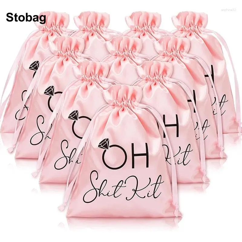 ギフトラップStobag 50pcs卸売シルクハンピバーキットバッグスモールジュエリーパッケージドローストリングストレージポケット再利用可能なポーチウェディングパーティー