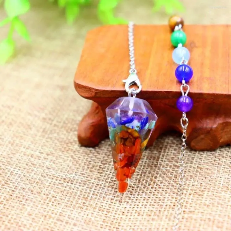 Hangende kettingen 7chakra orgoniet wichelranten reiki pendulum natuurlijke stenen genezende kristallen punt met handgemaakte kristalgeschenken