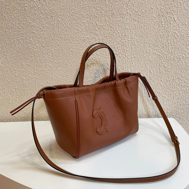 Fashion Designer Tote Bag Shoulder Bag Classic Brown Leather Drawstring CABAS Small Crossbody Bag Wallet Retro Womens Large Capacity CE Handbag Shopping Bag