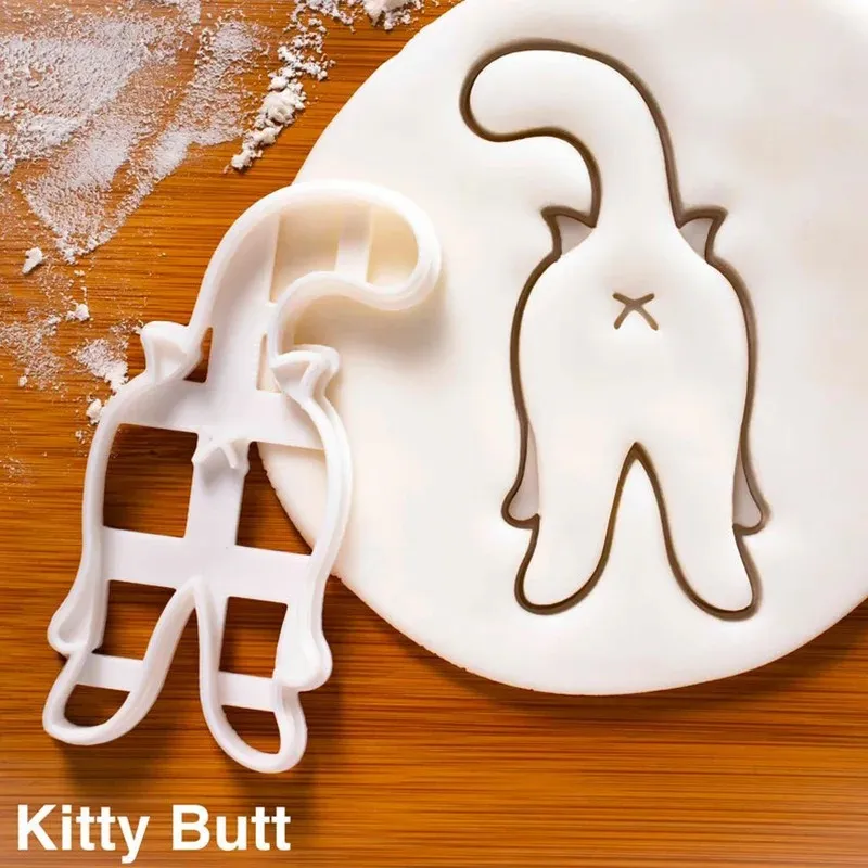 cat kitty butt cookie cutters mold diy christmas 3d biscuits mold for thren
