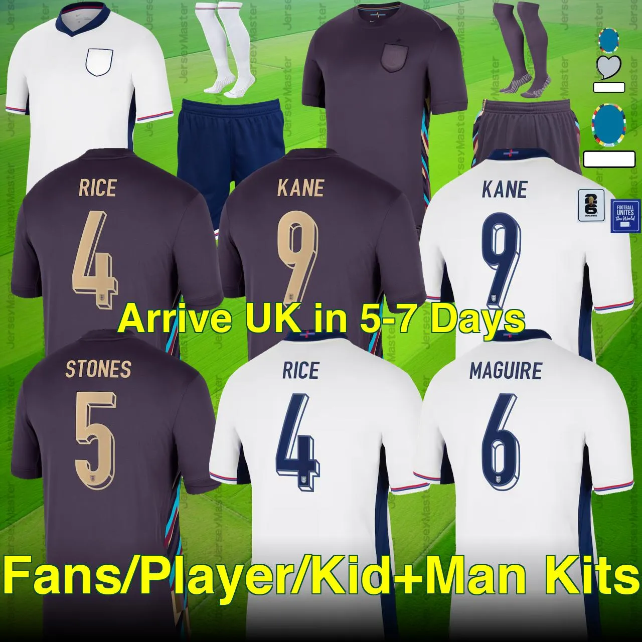 Camisa de futebol da Inglaterra 2024 Jerseys de futebol Bellingham Rice Rashford Grealish Mount Foden Saka 24 25 Fãs de Kane Men Kit Kit Uniformes