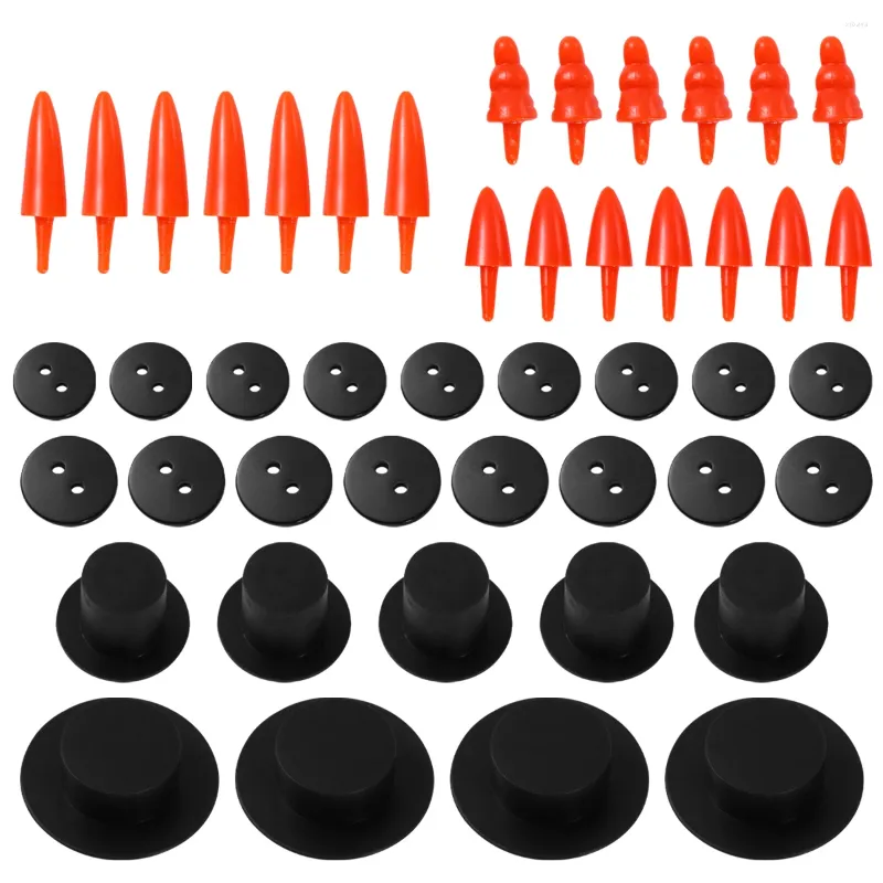 Weihnachtsdekorationen 320pcs DIY Snowman Ornament Set Nasenknöpfe Mini Schwarze Hüte Schalrohr Augen Mundknopfzubehör