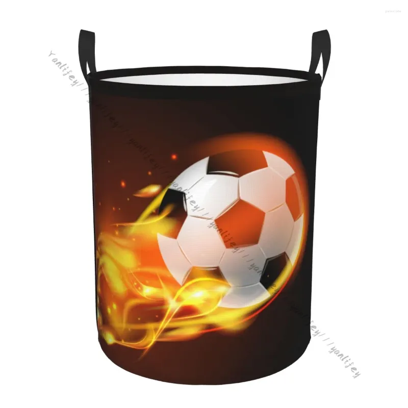 Laundry Bags Bathroom Basket Soccer Ball Fire Foldable Hamper Clothes Organizer