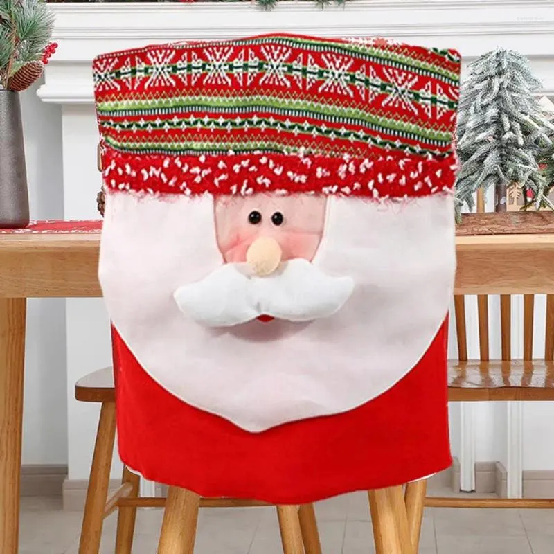 Couvre la chaise décoration de vacances Festive Snowman Santa Claus pour salle à manger Joyeux Noël chaises