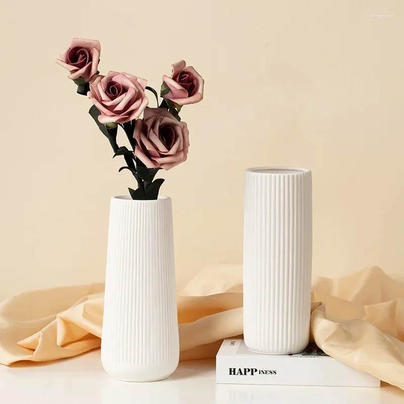 Vases Ceramic Vase Creative Home Living Room White Hydroponic Flower Pot Dried Inserting Decoration Ornaments