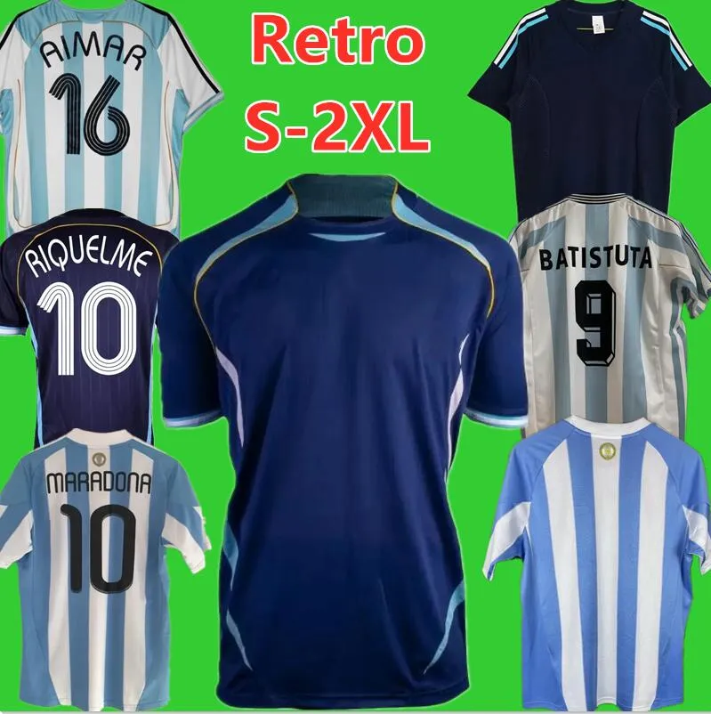 Maglie da calcio della squadra nazionale argentina classica retrò 1994 1996 1998 2000 2001 2002 2006 2010 18 Ortega Maradona Crespo Batistuta Riquelme Simeone Football Shirt 999