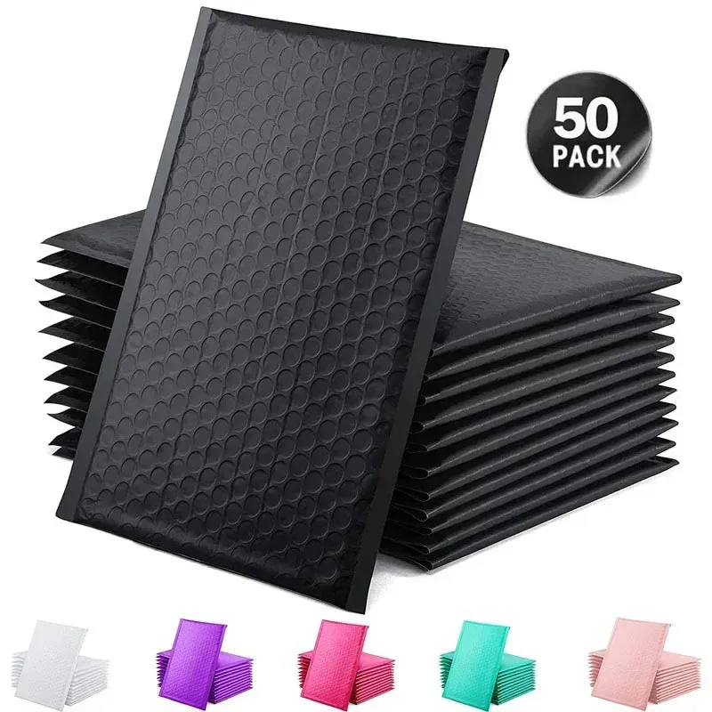 Mailers 50pcs Bolsa de embalaje Black Envío negro suministros de pequeñas empresas Sobre de burbujas envío de envío de paquetes de correo electrónico Correo