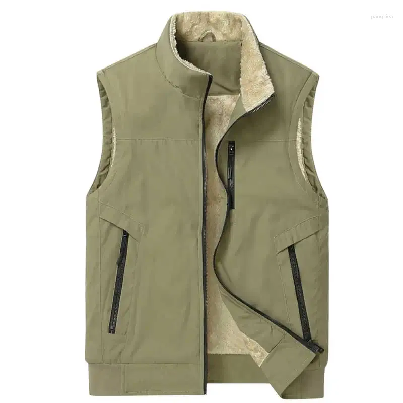 Men's Vests Fleeced Clothing Autumn Winter Men Plush Thick Warm Waistcoat Multi-pocket Sleeveless Jacket Fashion Casual Vest Male