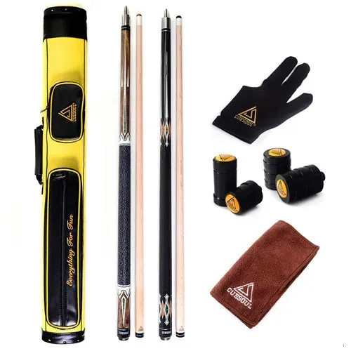 CUESOUL Combo Set of House Bar Pool Cue Sticks - 2 Cue Sticks Packed in 2x2 Hard Pool Cue Case 240403