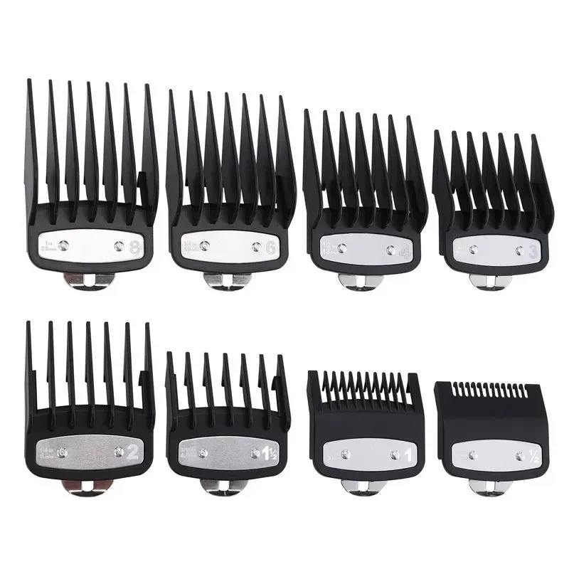 2024 Kemei Hair Clipper Limit Fix Guide de fixation Taille Barber Remplacement 1.5 / 3/4,5/6/10/13/19/25 / mm 8pcs Set pour 1990 809A 1761 Replaçant Guide de fixation Taille pour 1990