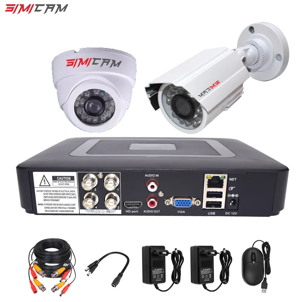 Lens 4CH DVR CCTV System 2PCS Cameras 1080p 2MP Vidéo Surveillance 4CH 5 in 1 DVR Infrarouge AHD 1200 TVCCTV Kit de système de sécurité de la caméra