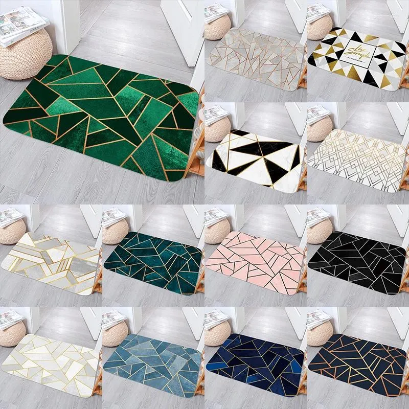 Carpets Simple Nordic Geometry Bedroom Anti-Slip Soft Coral Velvet Carpet Rug Gradient Kitchen Bath Entrance Door Mat Home Decor Doormat