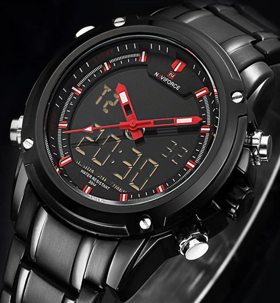 Top Luxury Brand Naviforce Мужчина водонепроницаемые светодиодные спортивные часы мужские часы мужские кварцевые запястья Relogio Masculino 2019 L179U2419053