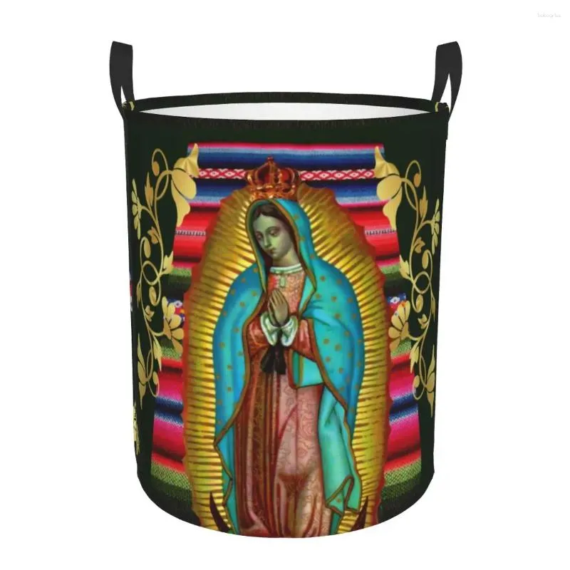 Tvättväskor Our Lady of Guadalupe jungfru Mary Hamper Stor lagringskorg Jesus Mexiko Christian Girls Toy Organizer