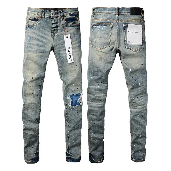 Designer lila ksubi smala fit byxor lila märke jnco jeans hål 2023 ny stil baggy broderi själv odling små fötter mode denim jeans