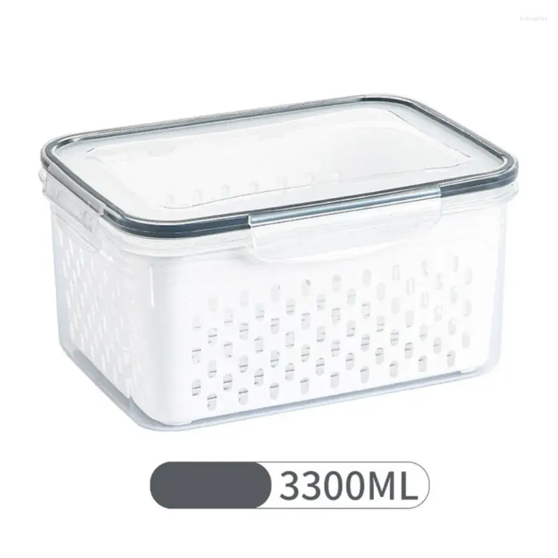 Storage Bottles Freezer Box Durable Food Bins Set With Drain Basket Design 3pcs 850ml1750ml3300ml Containers For Home