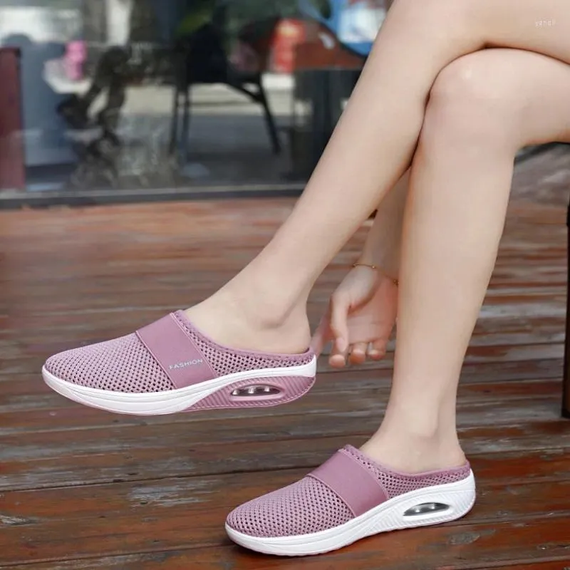 Slippers Vintage Anti-slip Casual vrouwen Wedge Ademende diabetische zomersandalen vrouwelijk platform retro schoenen