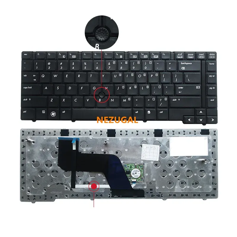 Batterien Englische Tastatur für HP Elitebook 8440p 8440W 8440 US -Laptop -Tastatur Schwarz mit Point Stick