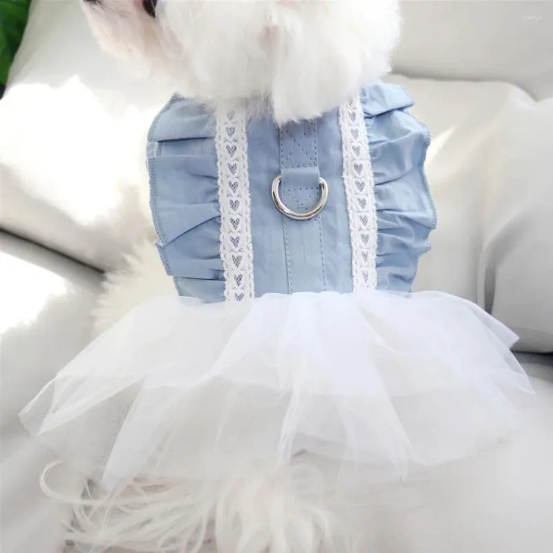 Платье для щенка для собак весна лето сладкая марля юбка кошачья жгут маленькая мода Desing