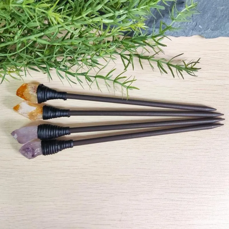 Haarclips Crystal Point Stick amethist citrien houten potloodcadeau voor haar boho edelsteenaccessoire