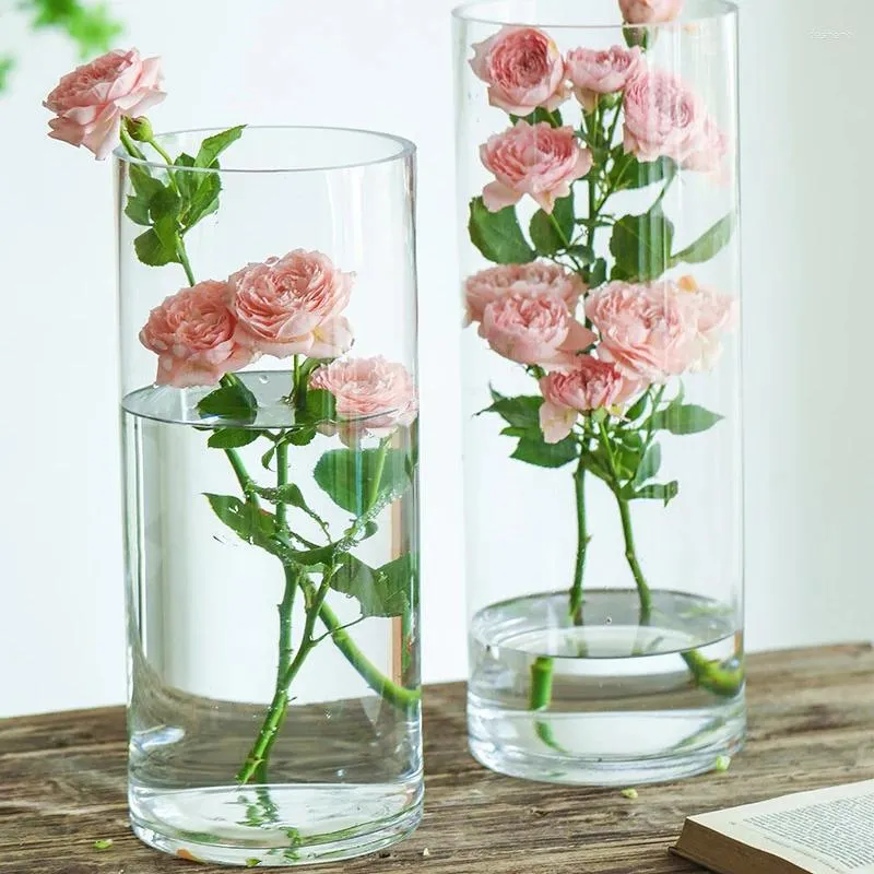Vases 6.5x6/8/10/15/18cm Glass Flower Vase For Table Centerpieces Cylinder Floating Candle Holders Tealight Decoration
