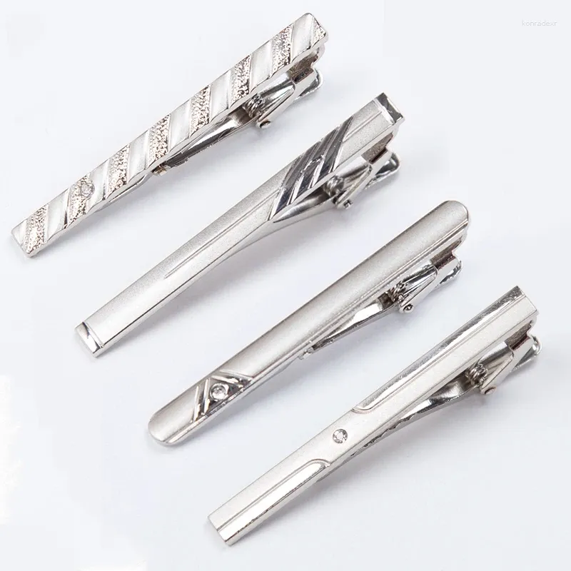 Bow Ties Men Metal Silver Color Tie Clip för bröllopsgåvor Slipsa CLASP Gentleman Bar Crystal Pin Men's Accessories