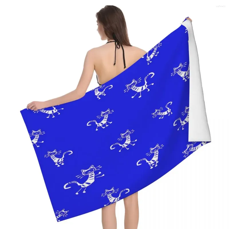 Handduk söta kattungar på en blå bakgrund 80x130 cm badvatten-absorbent lämplig för badrumsbröllopspresent